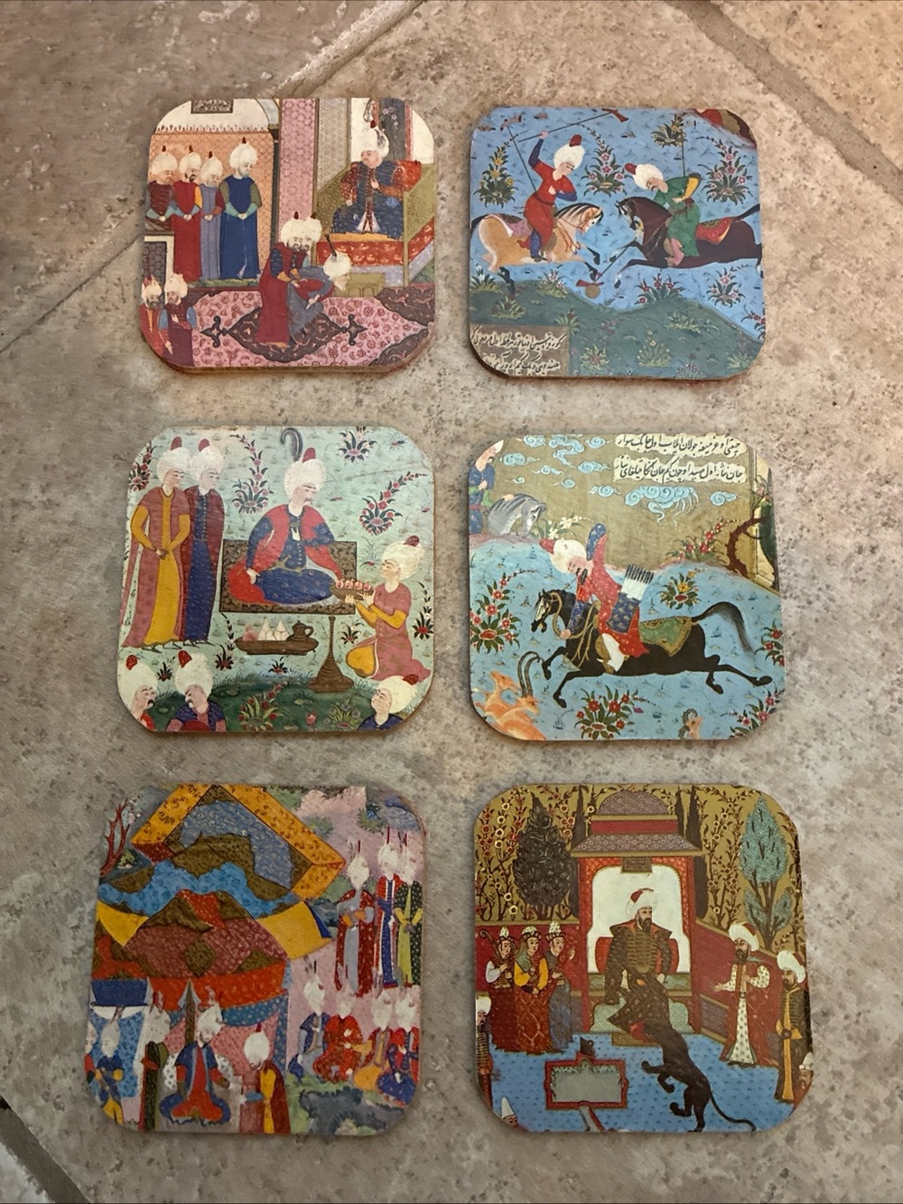 Set of 6 Turkish Coasters made in Turkey Ottoman Empire Istanbul
